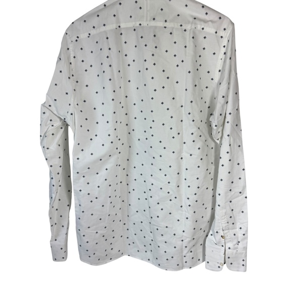 Scotch Soda Amsterdam Blauw White Cotton X Print Button Down Slim Fit Sz XL - Picture 3 of 11